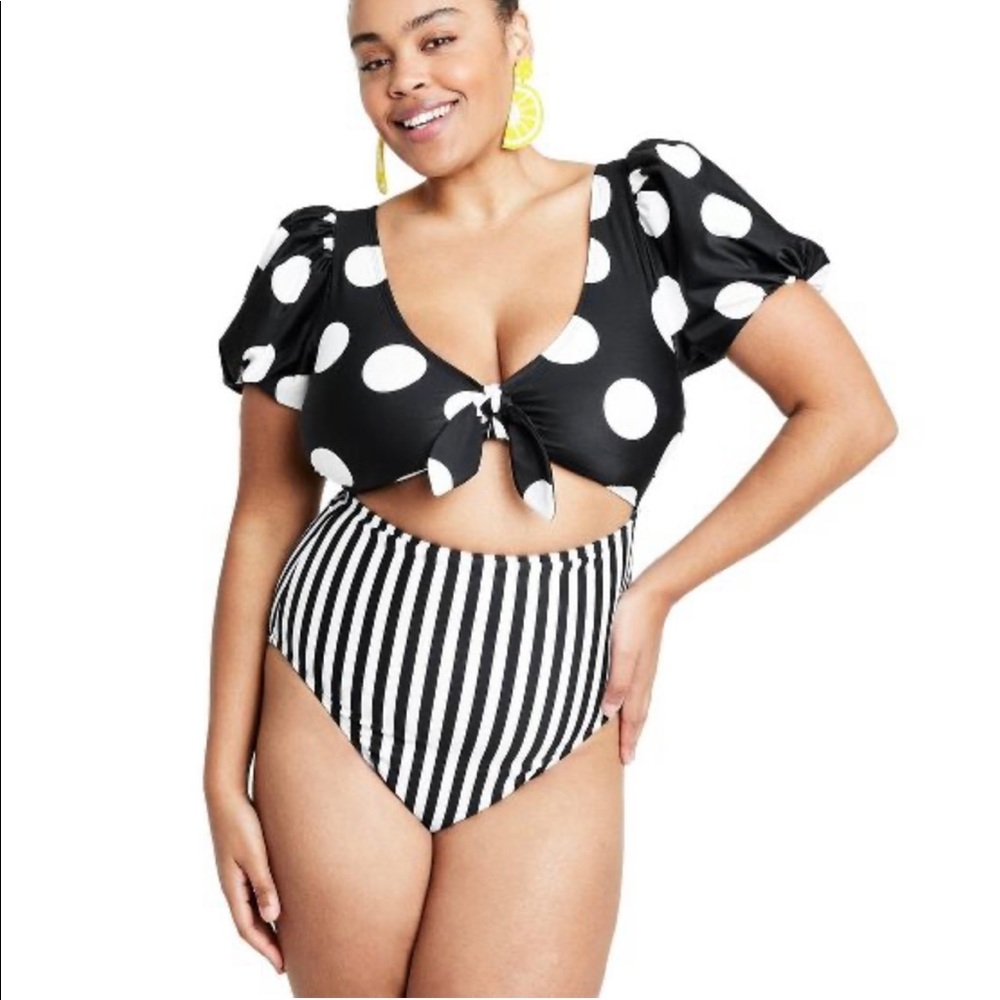NWT Tabitha Brown for Target Polka Dot /Stripe Bathing Suit